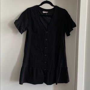 Black corduroy button-up dress